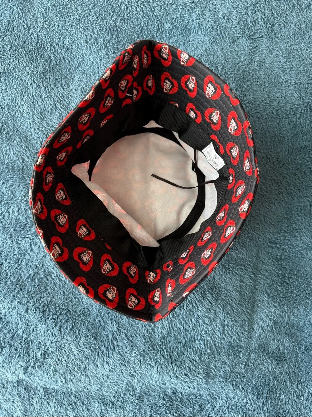 Betty Boop Black Hat with Red Heart Face Print